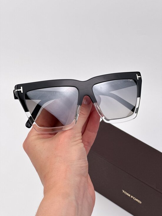 Tom Ford EDEN FT1110 05C Sunglasses – Black Transparent Square Cat Eye Mirror main image 8